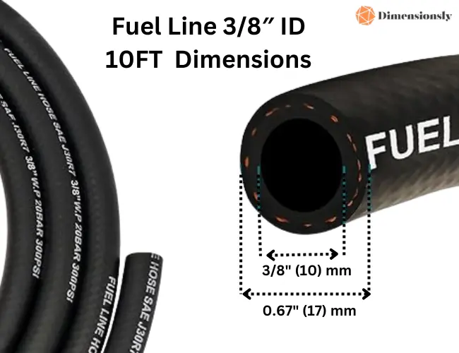 Fuel Line 38″ ID 10 FT Dimensions
