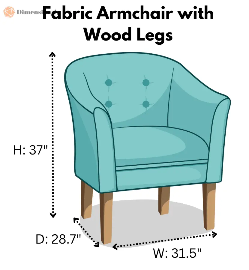 Fabric Armchair with Wood Legs